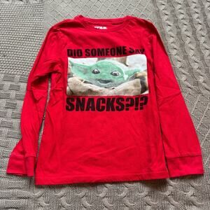 Star Wars Baby Yoda Snack Long Sleeved Shirt ~ 8/M